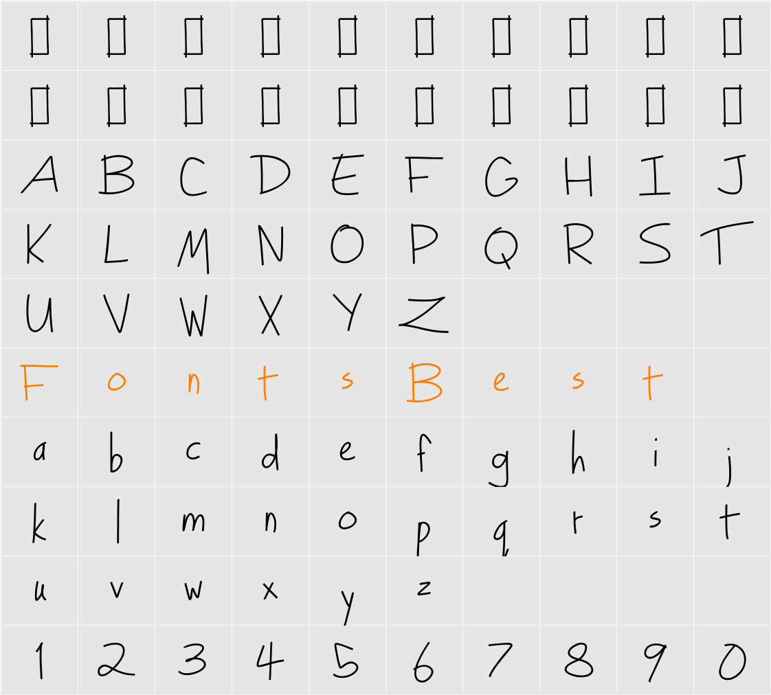 Turkeyface Character Map