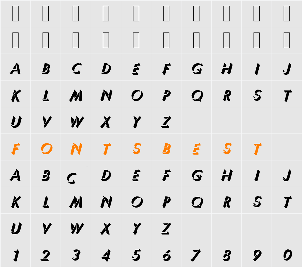 Shadow Sharp 2 Character Map