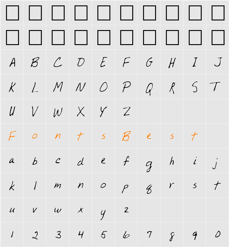 LEHN207 Character Map