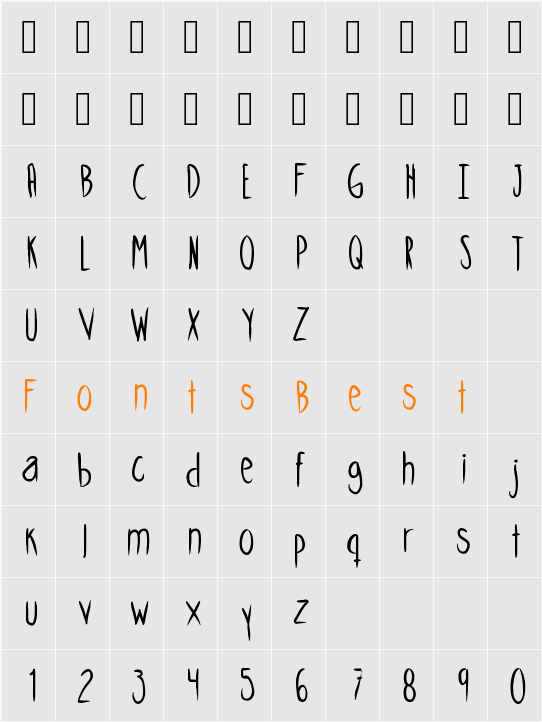 Skinnycookiesbold Character Map