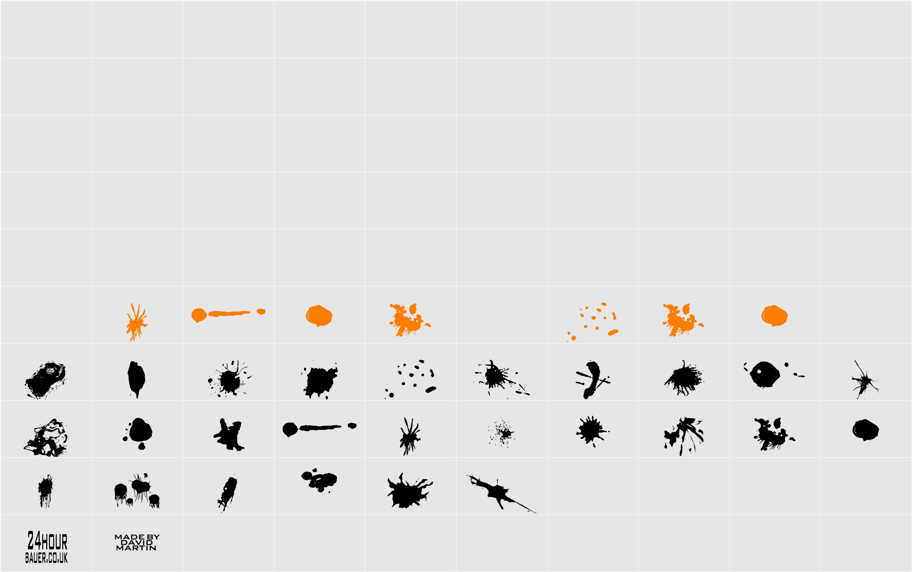 Split splat splodge Character Map