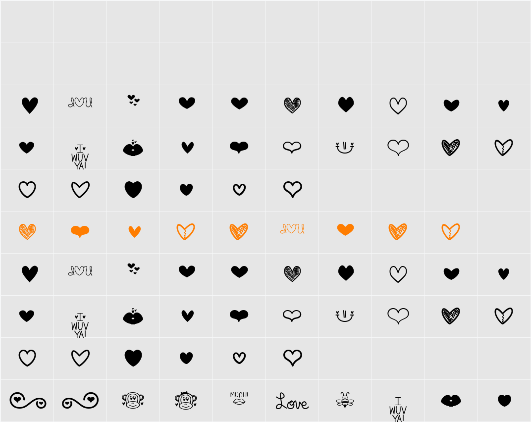 MF Love Dings Character Map