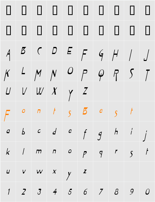 Tablet-Condensed Character Map
