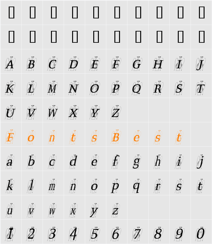 SeraphSlanted Character Map