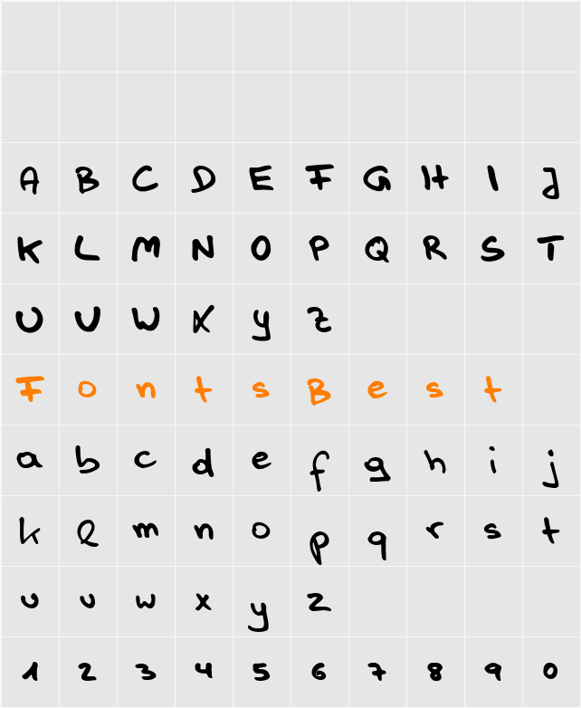 Handwerk Character Map