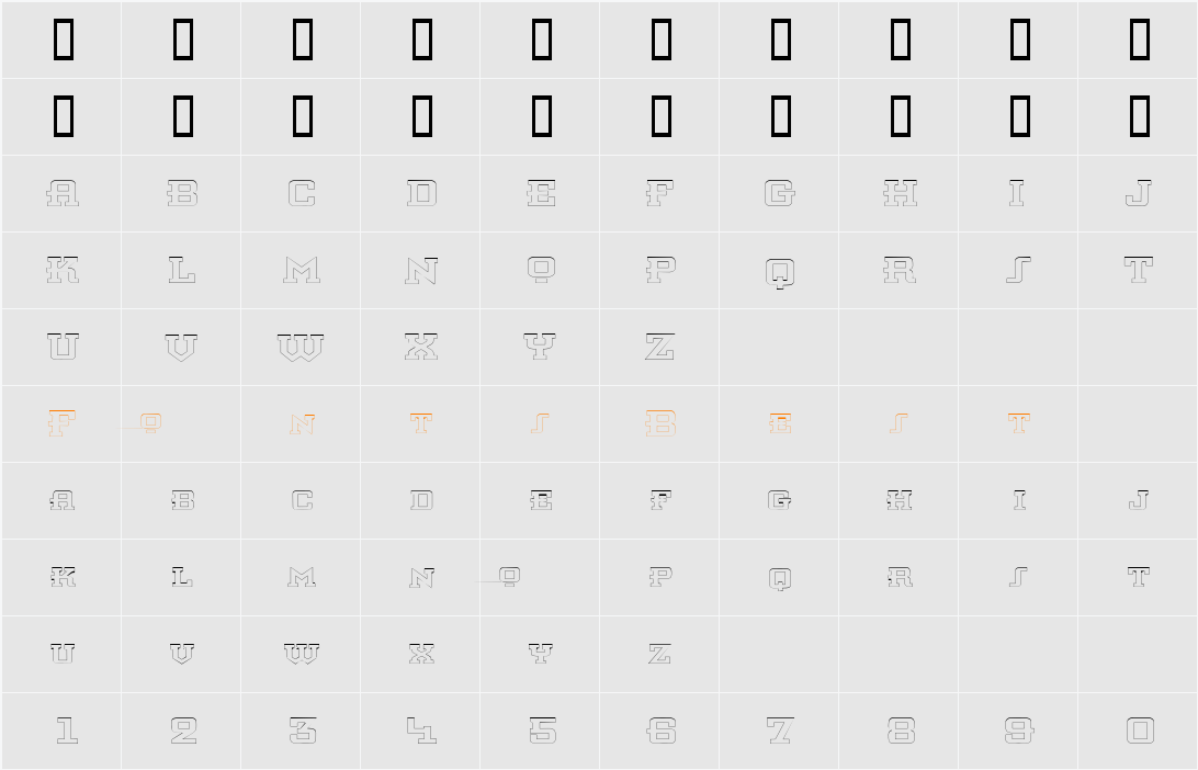 KnomenOutlineExtended Character Map