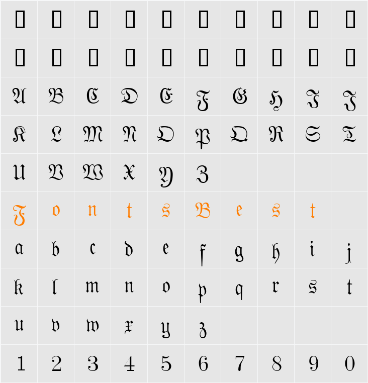 Phraxtured Character Map