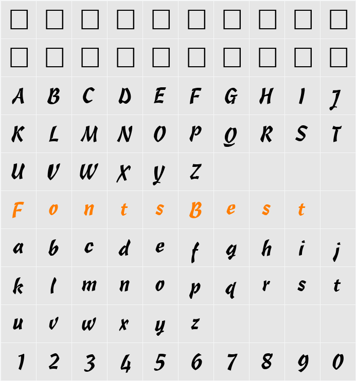 QTCascadetype Character Map