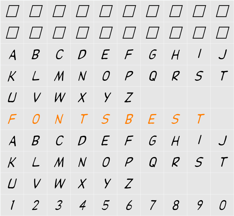 Dupuy Italic Character Map
