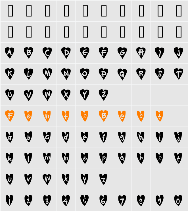 Djellibejbi Character Map