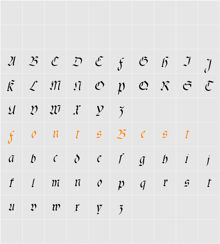 fracta Character Map