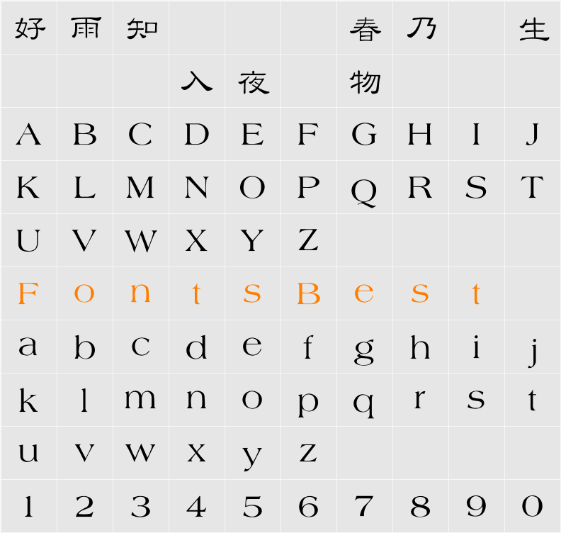JetLink ThinLisu Character Map