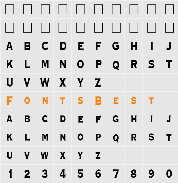 GraverplateNarrowXbold Character Map