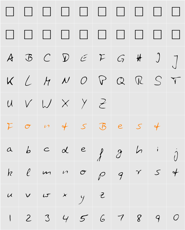 GlennsHand Character Map