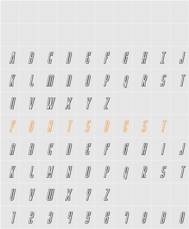 Y-Files Title 3D Italic Character Map