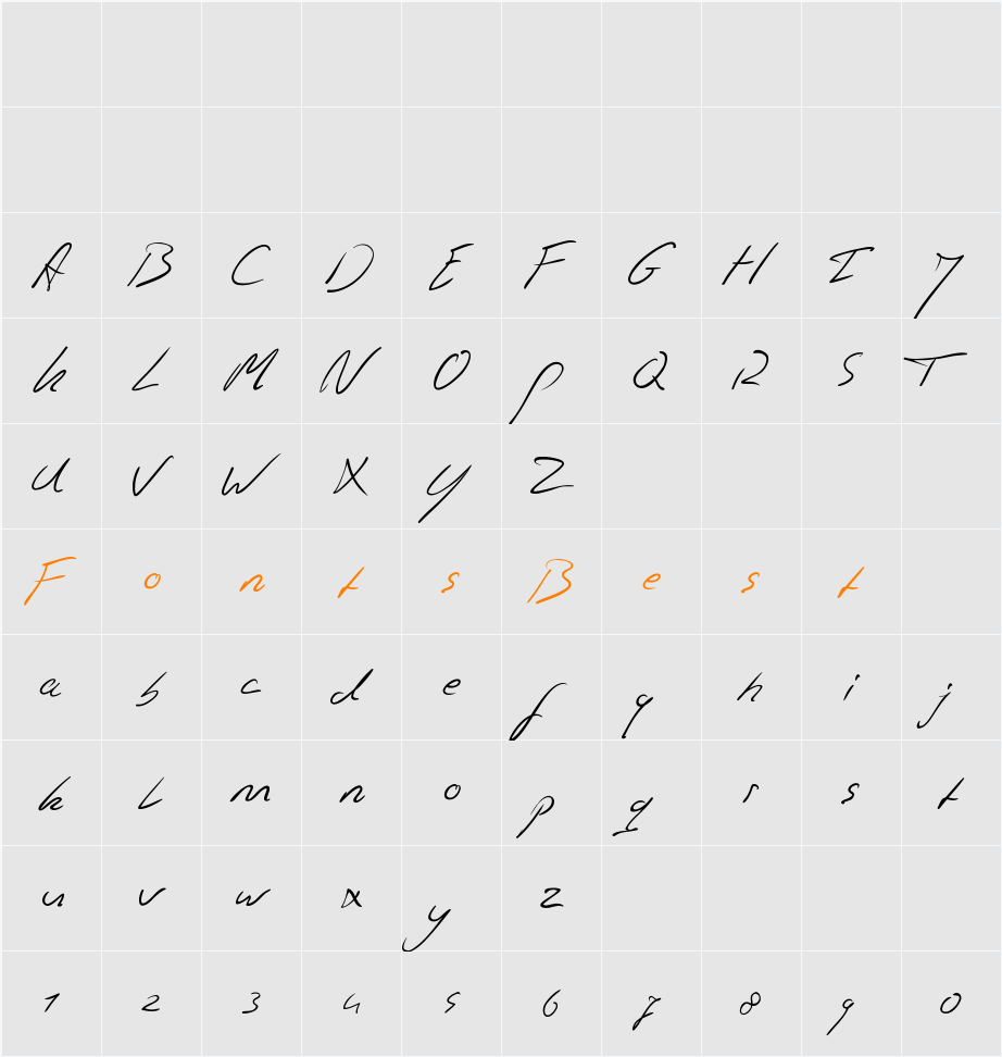 Jaspers Handwriting Character Map