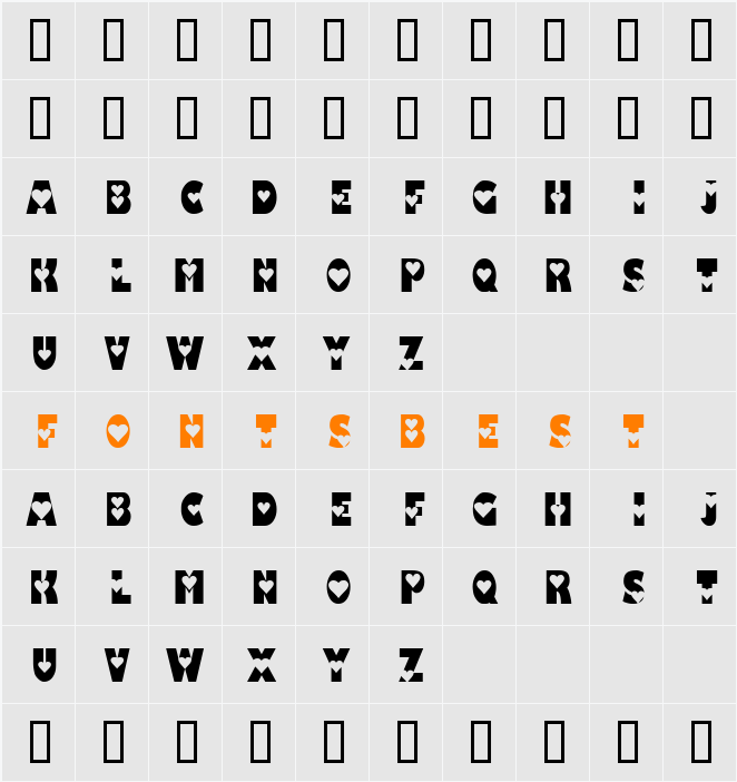 KR Love Letters Character Map