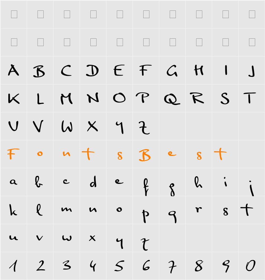 PT Script (Unreg.) Monsoon Character Map