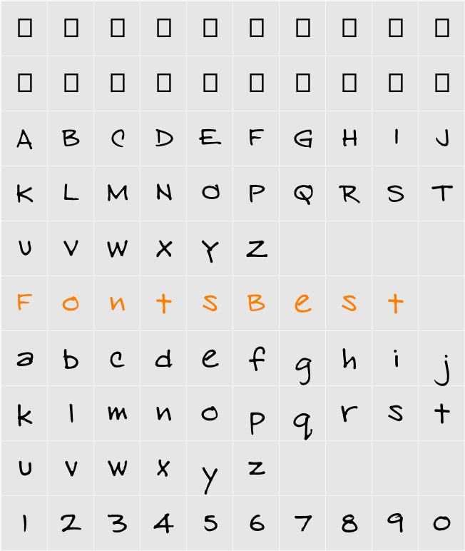 EastHand Character Map