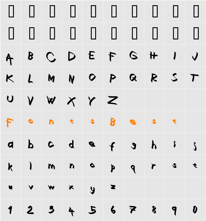 Xaligraphy Character Map