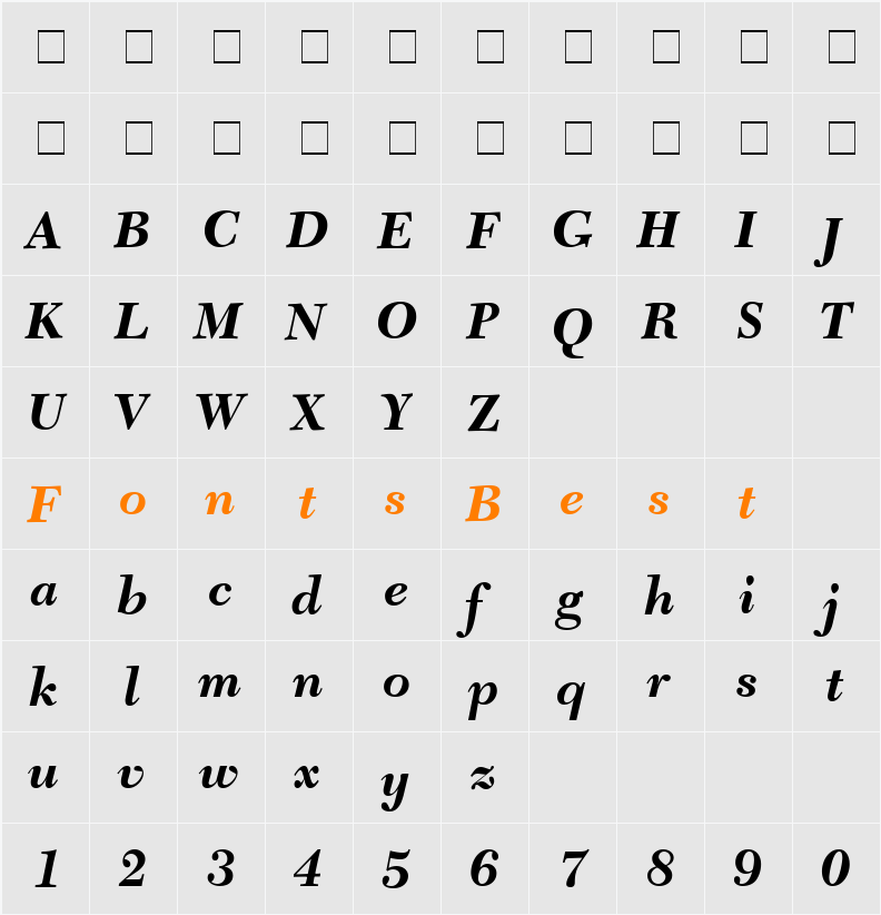 Tycoon Black SSi Character Map
