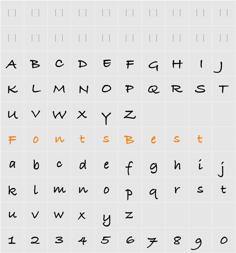 BradleyHandITC Character Map