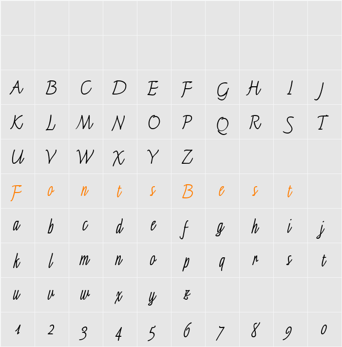 LTFinerliner Micro Character Map