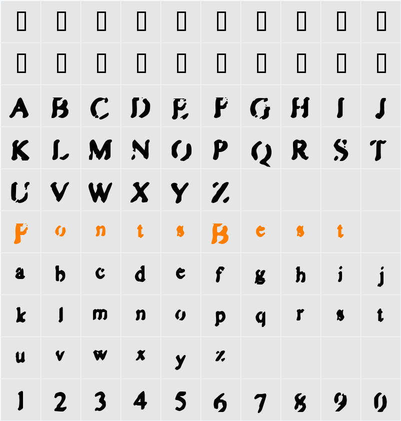 Zipple Character Map