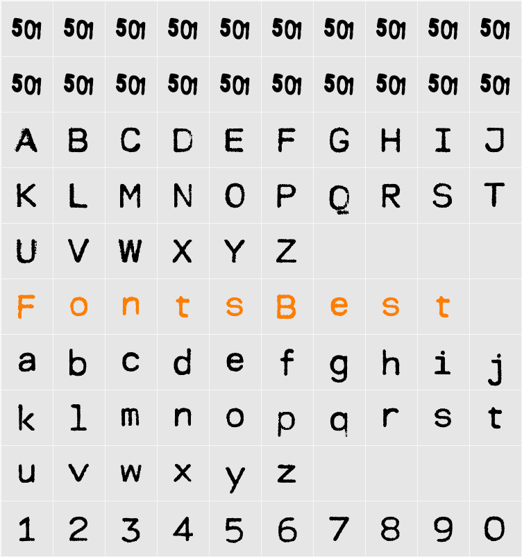MODERN TYPEWRITER Character Map