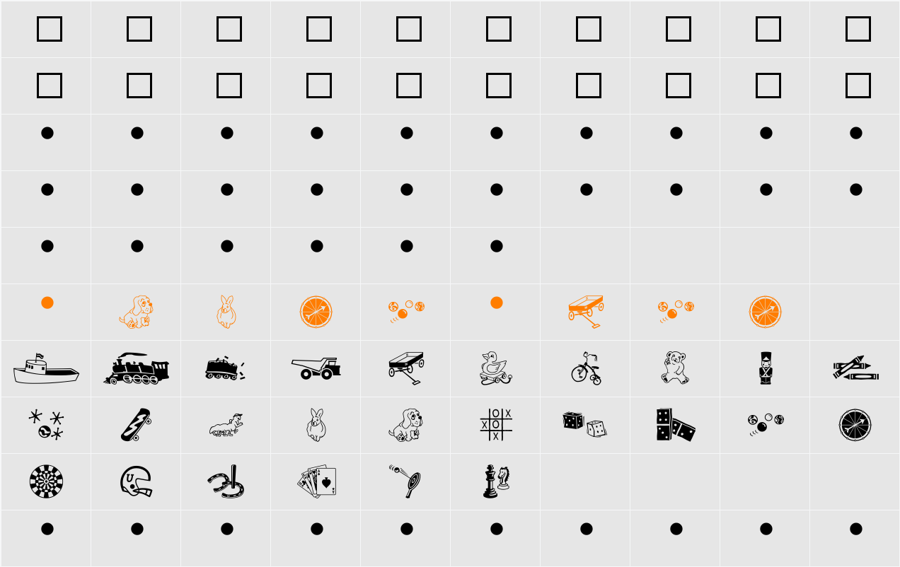 Playtime MT Character Map
