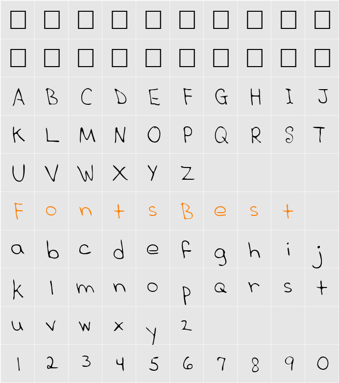 WaynesHand Character Map