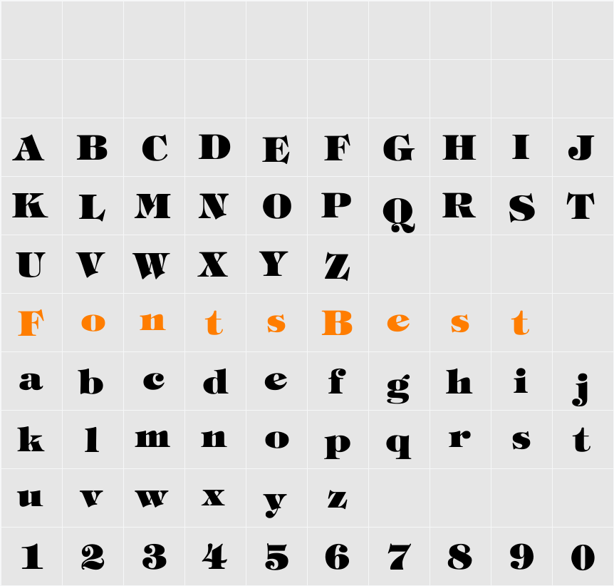 Tiffany-Heavy-Normal Character Map