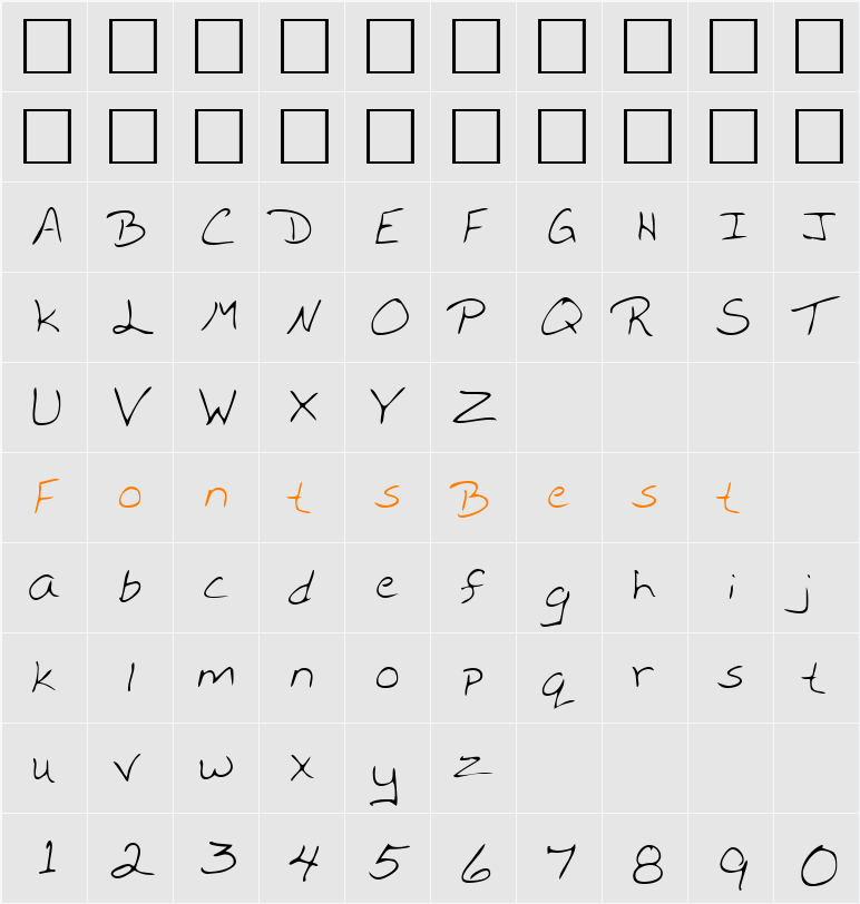 LEHN200 Character Map