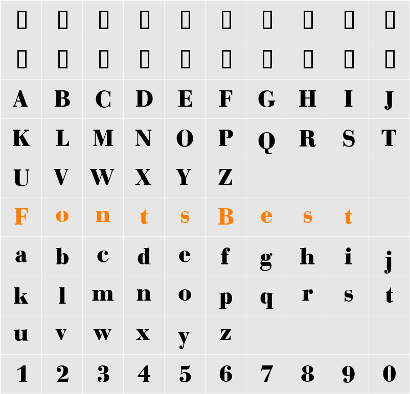 Bodoni-CE-Bold Character Map