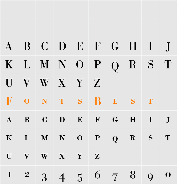 Bodoni BE Character Map