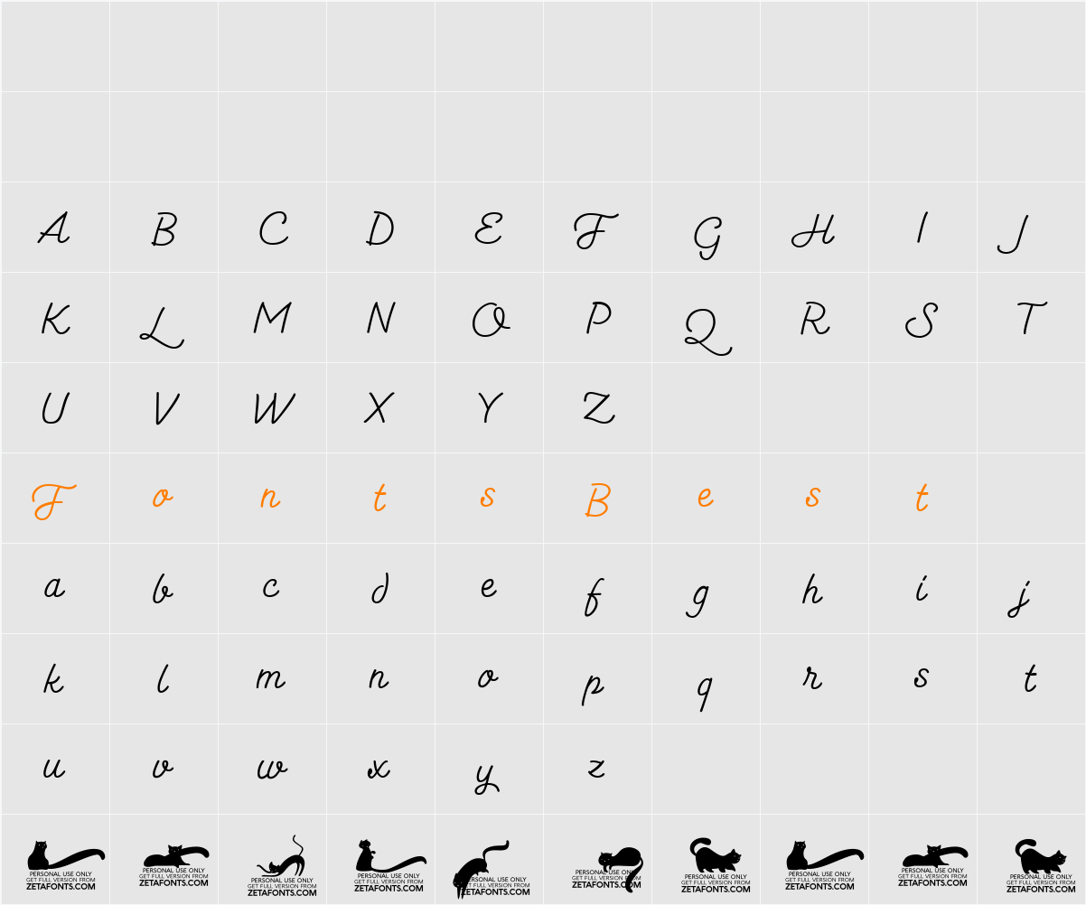 Kitten Monoline Character Map