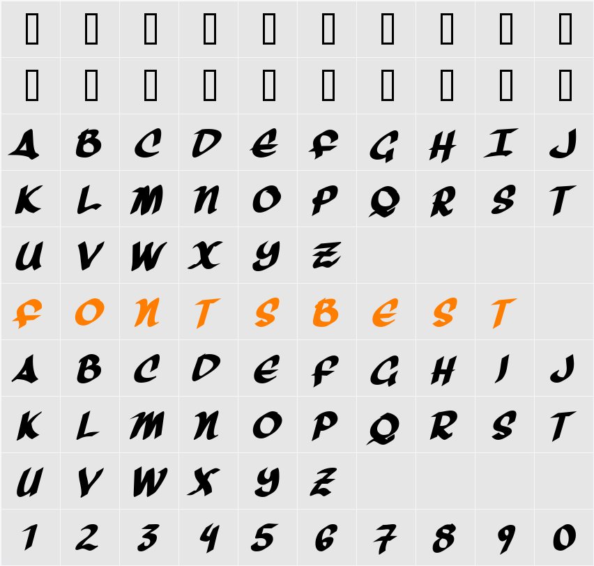 Three Arrows Character Map