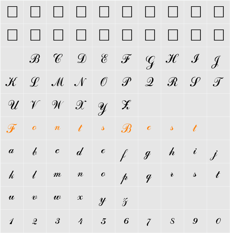 OdessaScript Character Map