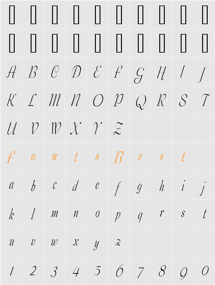 Tango Condensed Character Map
