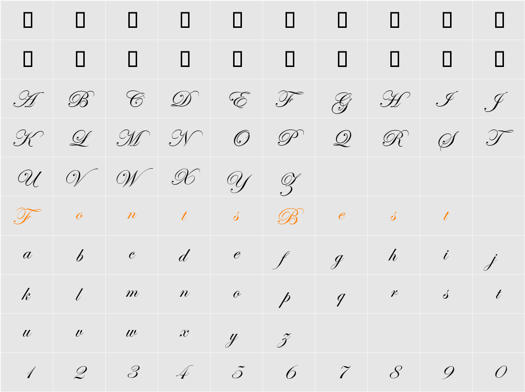 Edwardian Script ITC Character Map