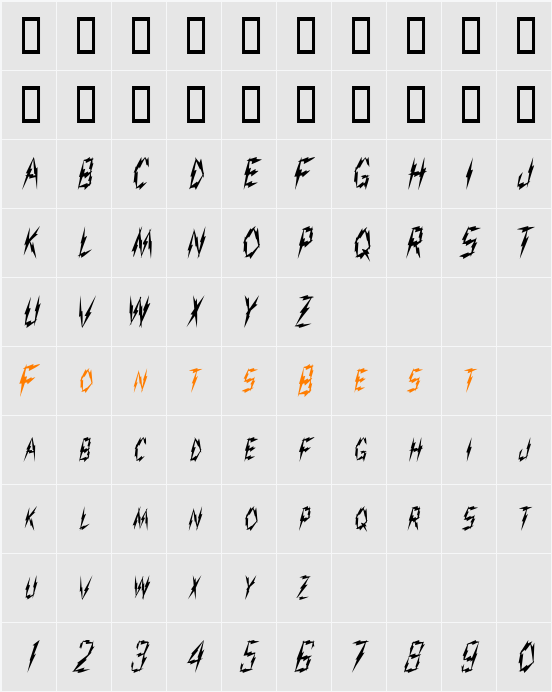 ShockCondensed Character Map