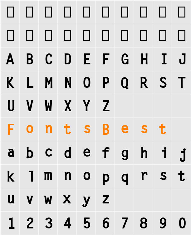 Letter Becker Bold Character Map