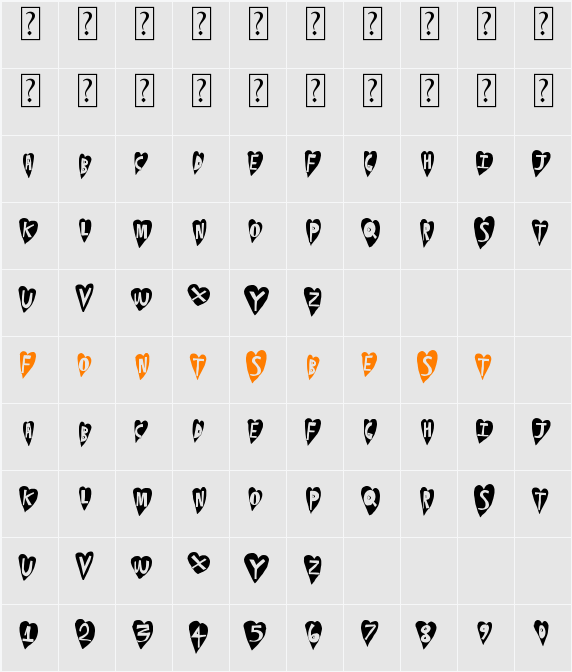 HeartBeat Character Map