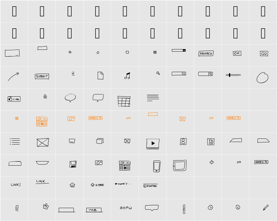 UIMockup Character Map
