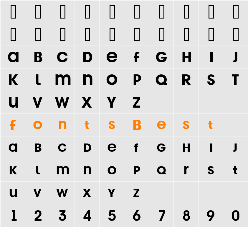 a_AvanteTitlerCpsLC Character Map