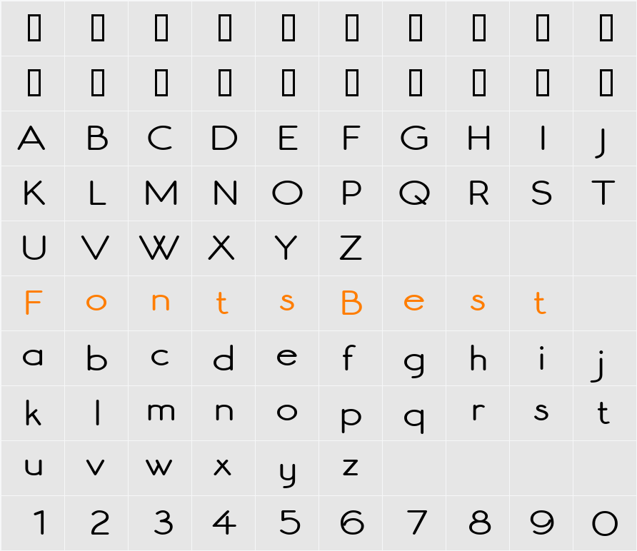 Register Sans BTN Wide Character Map