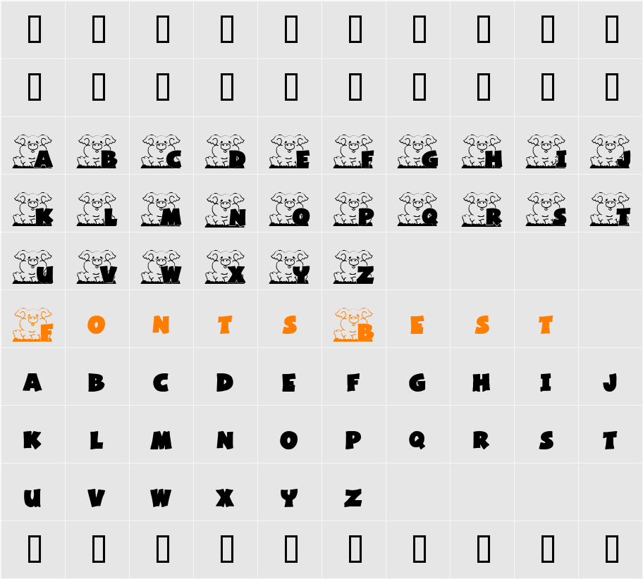 Piggy Font Character Map