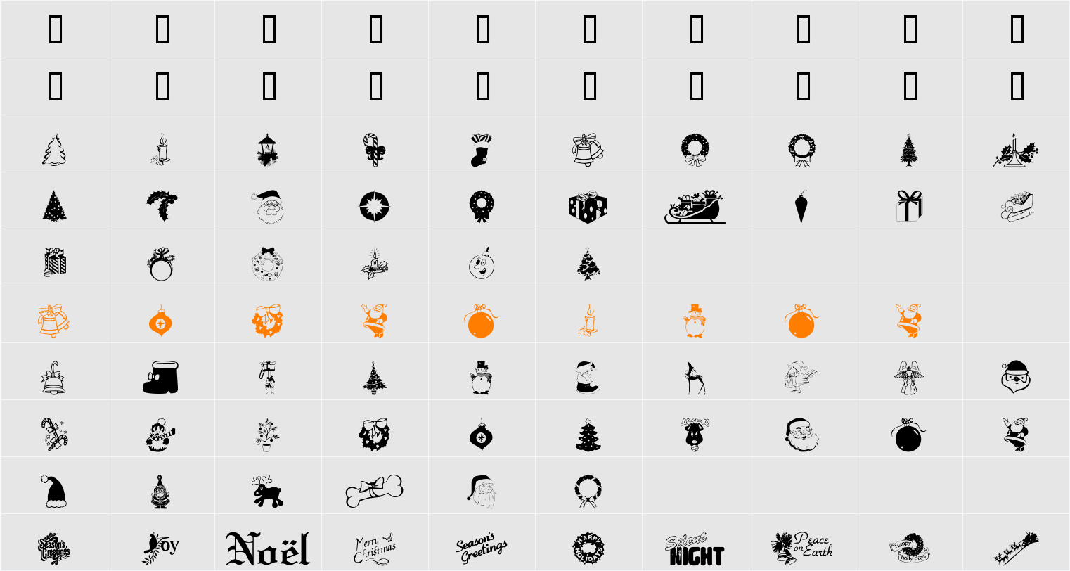 XmasTyme Character Map