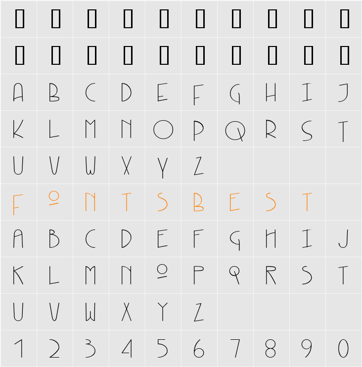 KneeblsThin Character Map
