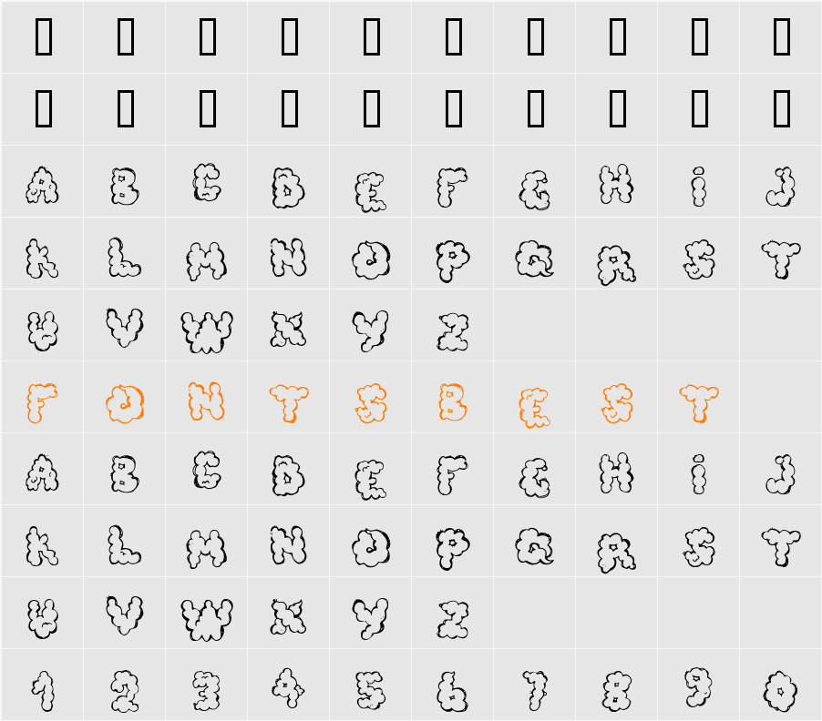 defecafont Character Map